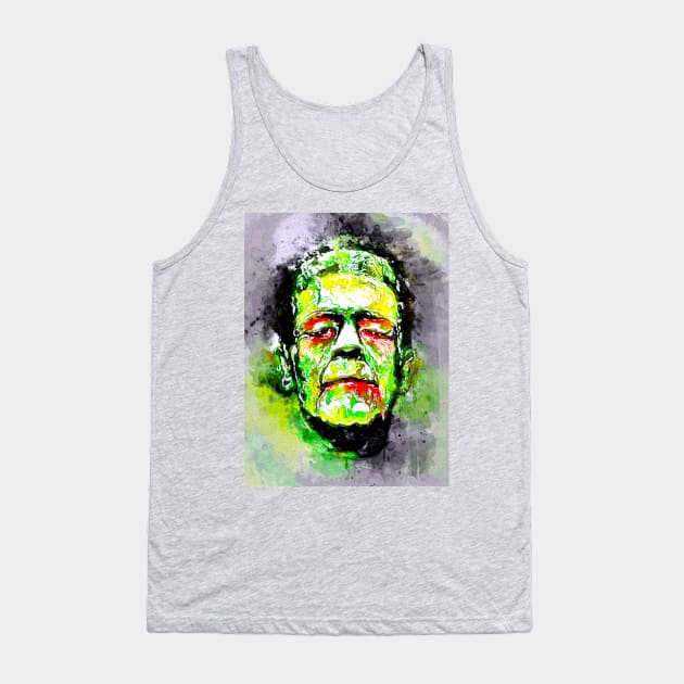 Watercolor Frankenstein Monster Tank Top by danieljanda